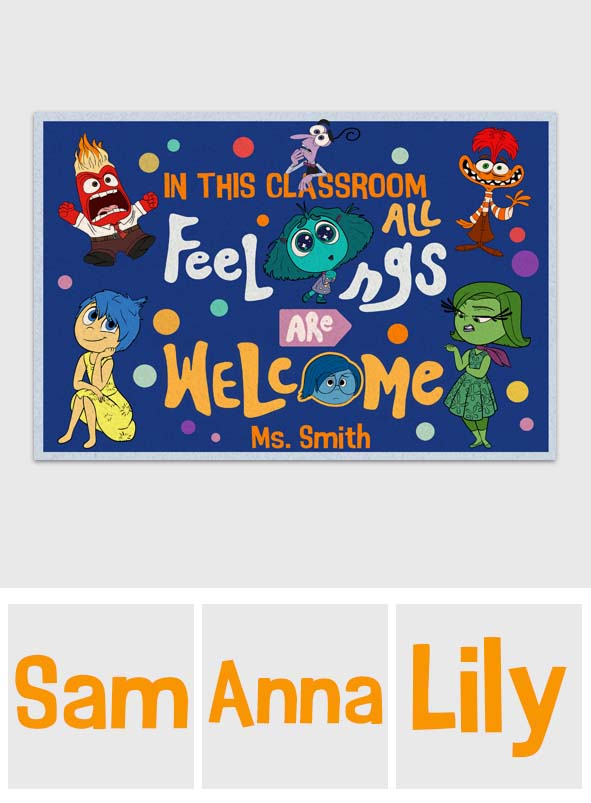 Personalized Classroom Doormat All Feelings Welcome Gift for Teacher Doormat GradoCreations