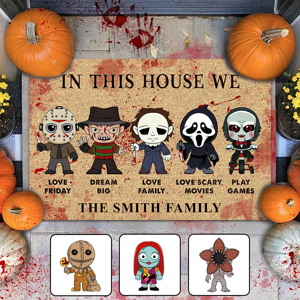 Personalized Scary Movies Doormat Custom Name Housewarming Gift Doormat GradoCreations