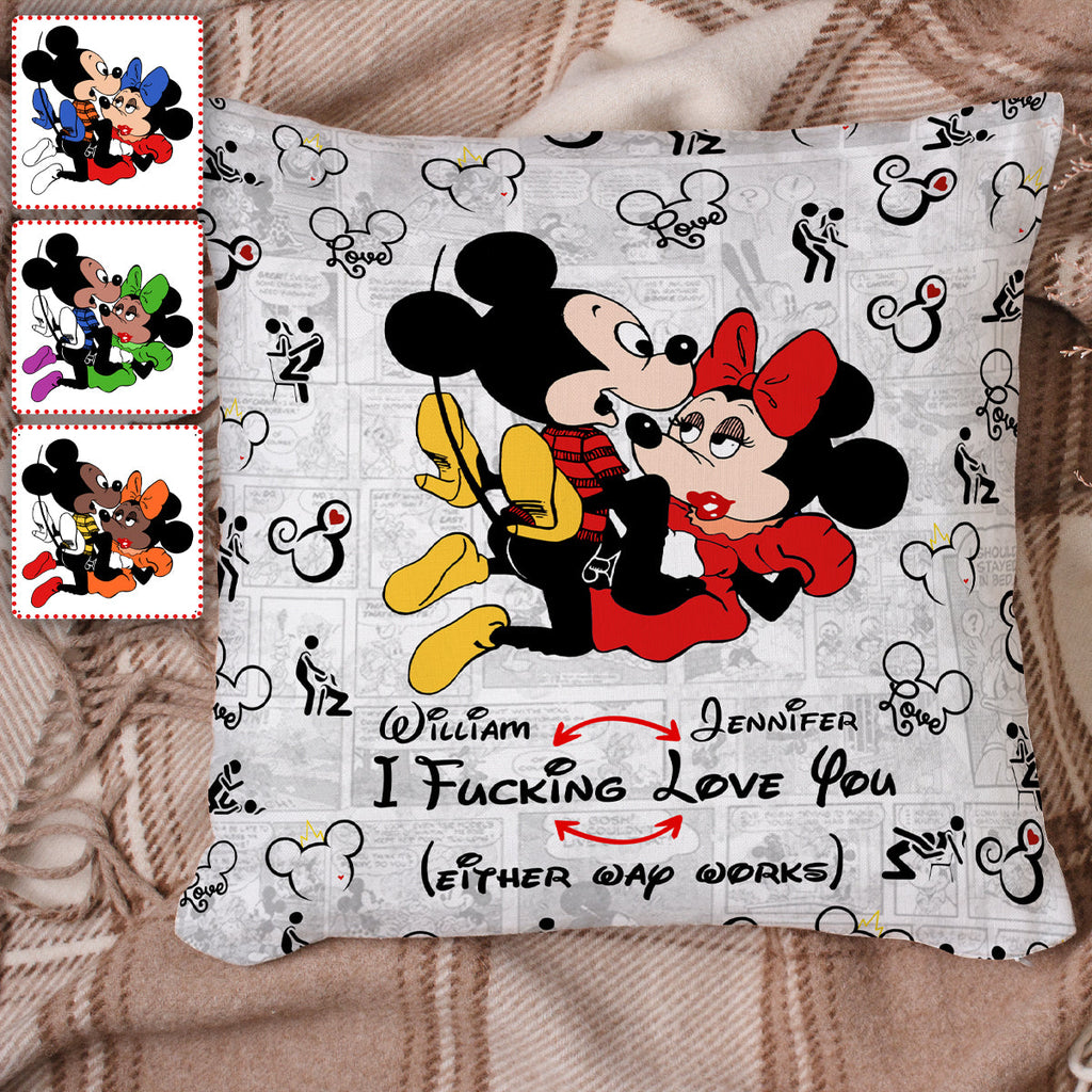 Personalized Mouse Couple Throw Pillow Custom Name Gift for Couples Throw Pillow GradoCreations