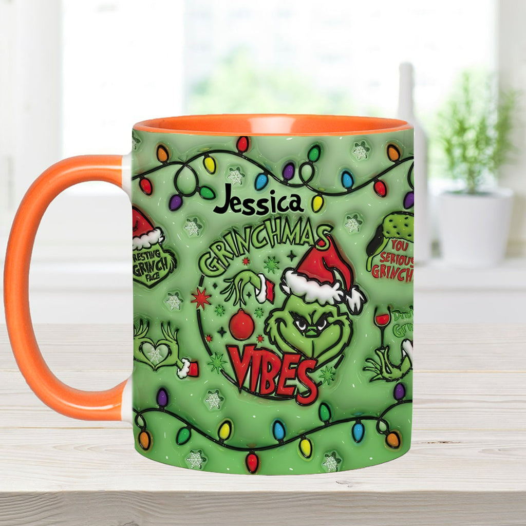 Personalized Grinchmas Vibes Accent Mug Custom Name Gift Accent Mug GradoCreations
