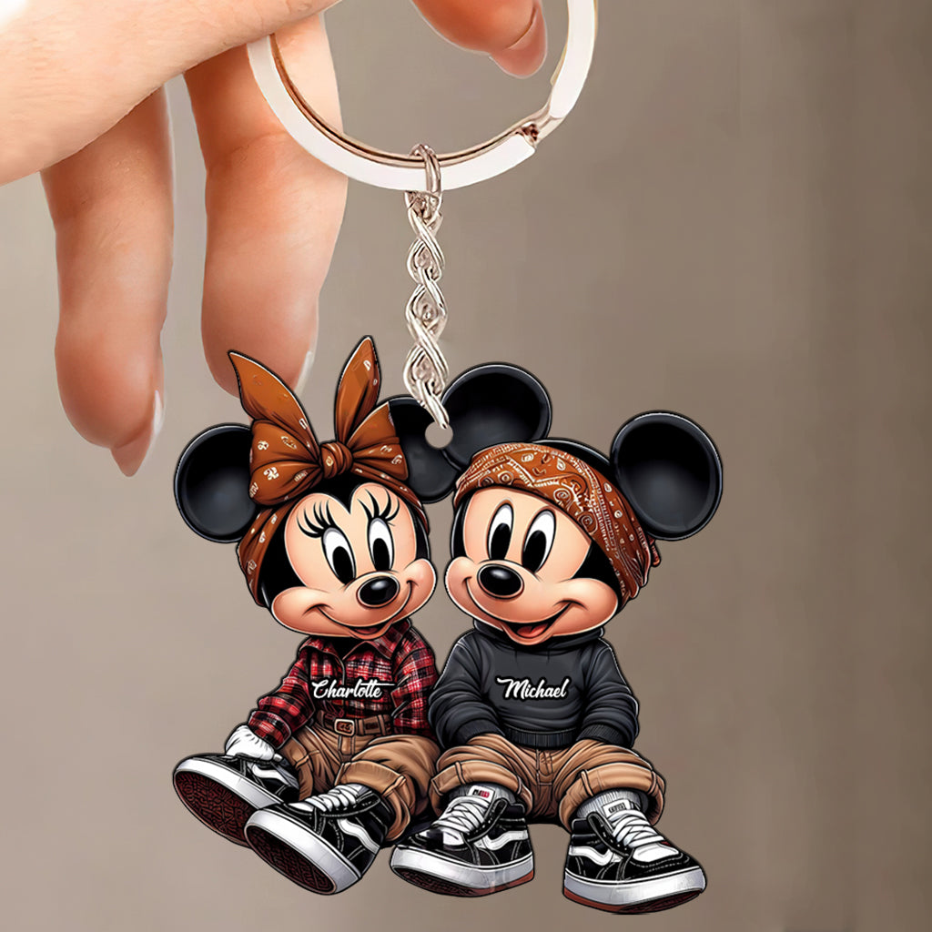 Personalized Chicano Mouse Keychain Custom Couple Gift Keychain GradoCreations
