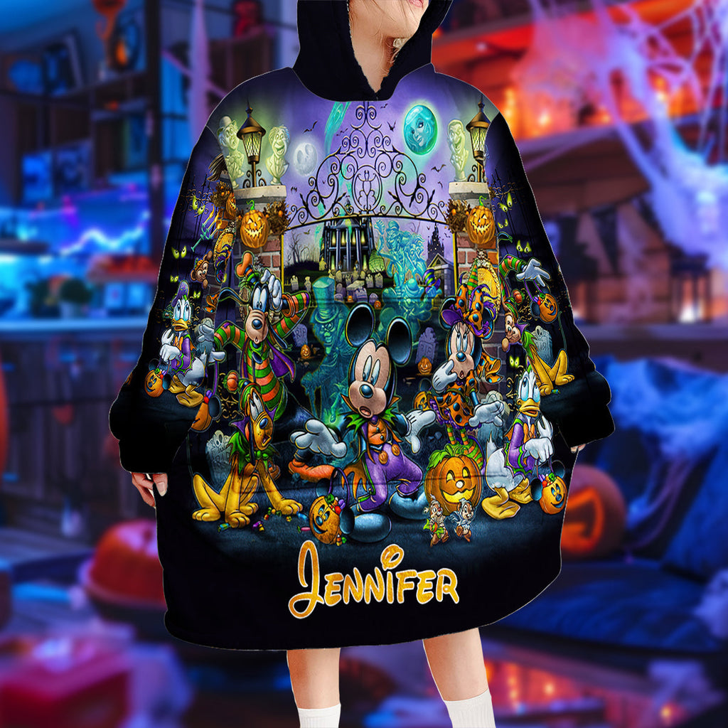 Personalized Halloween Blanket Hoodie Custom Name Gift Blanket Hoodie GradoCreations