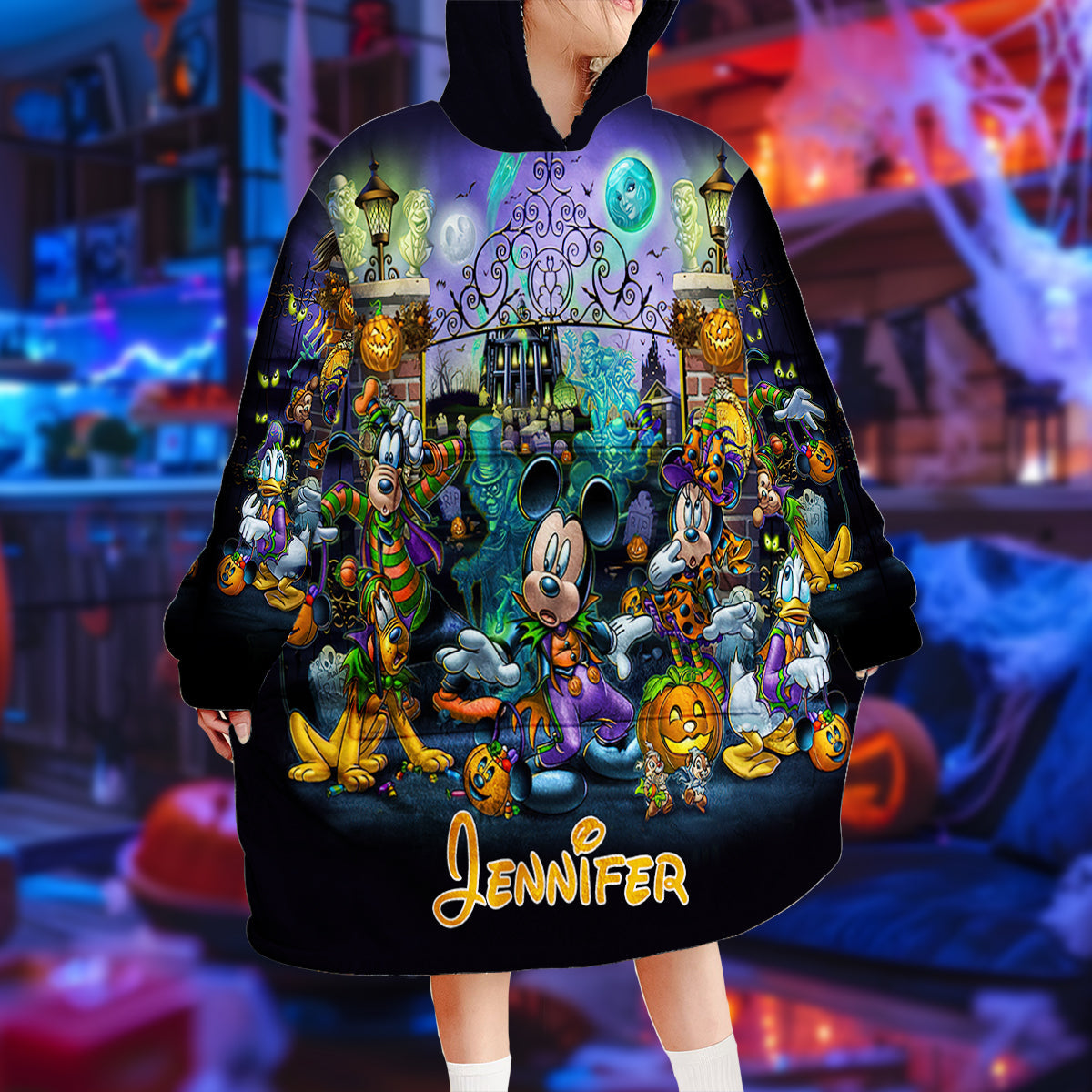 Personalized Halloween Blanket Hoodie Custom Name Gift Blanket Hoodie GradoCreations