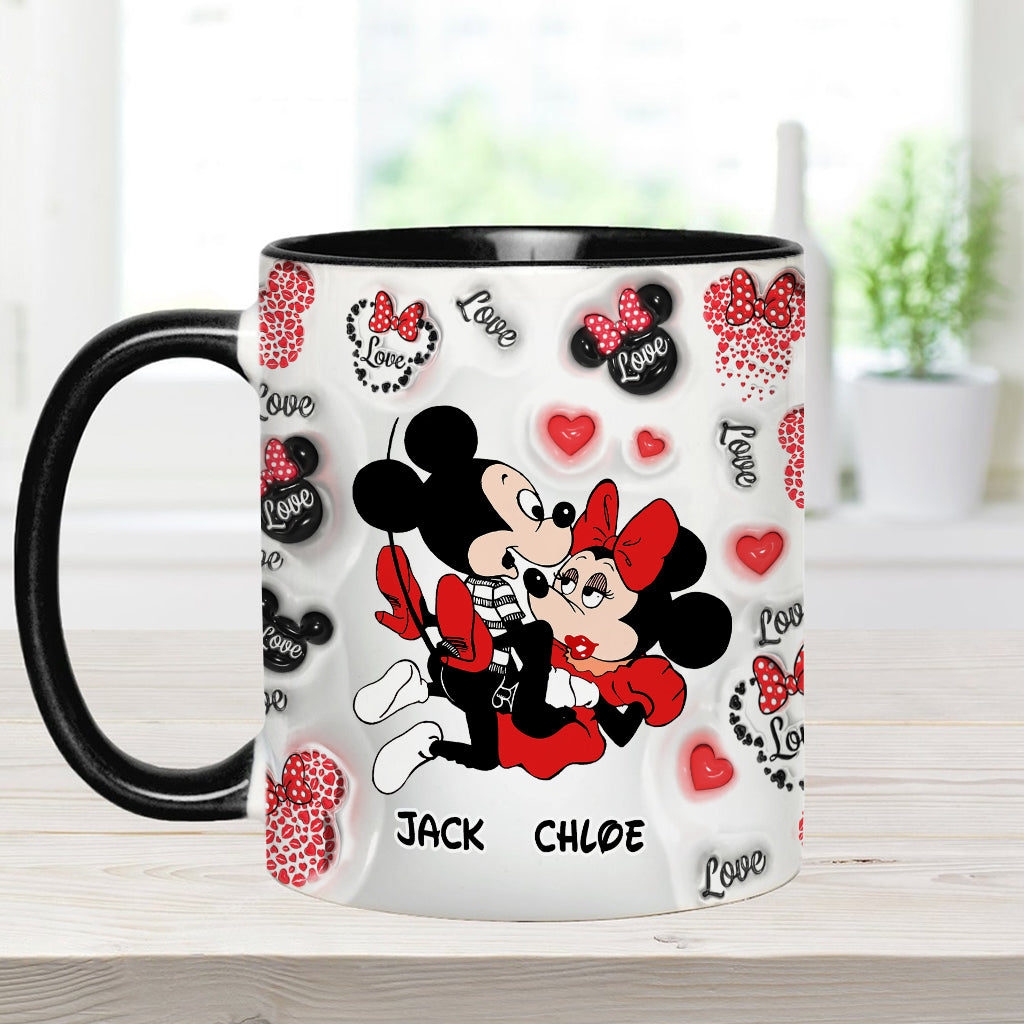 Personalized I Love You Mouse Accent Mug with Custom Names Gift Accent Mug GradoCreations