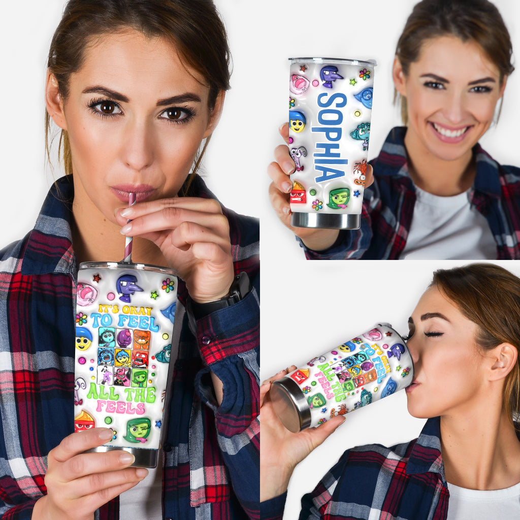 Personalized Tumbler It's Okay To Feel All The Feels Gift for Kids Tumbler GradoCreations