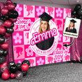 Personalized Pink Graduation Wall Tapestry with Custom Name and Photo for Girls Wall Tapestry GradoCreations