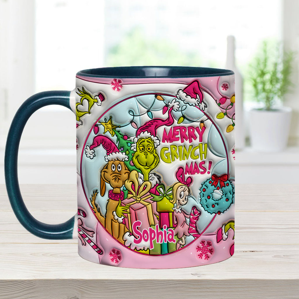 Personalized Merry Grinchmas Accent Mug Custom Name Holiday Gift Accent Mug GradoCreations