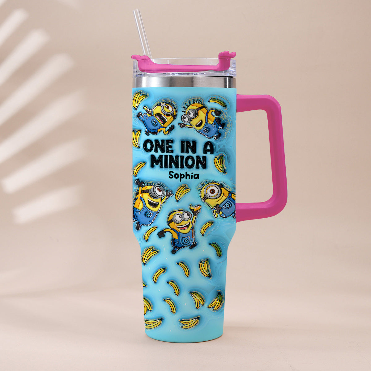 Personalized Minion Tumbler with Handle - Custom Name Gift Tumbler With Handle GradoCreations