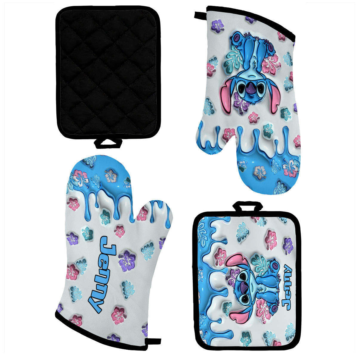 Personalized Ohana Oven Mitts & Pot Holder Set Custom Name Gift for Mom Oven Mitts & Pot Holder Set GradoCreations