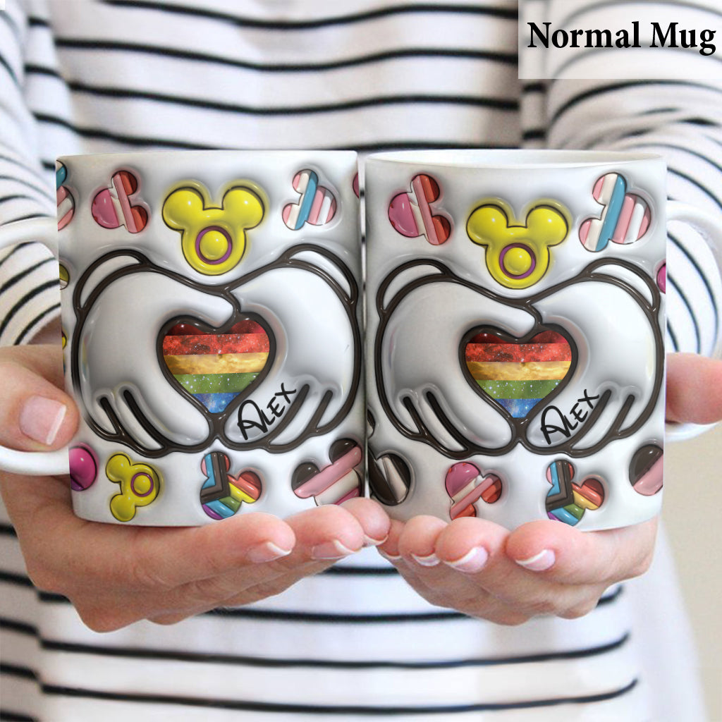Personalized LGBT Support Mug with Custom Pride Flag Hands Mug GradoCreations
