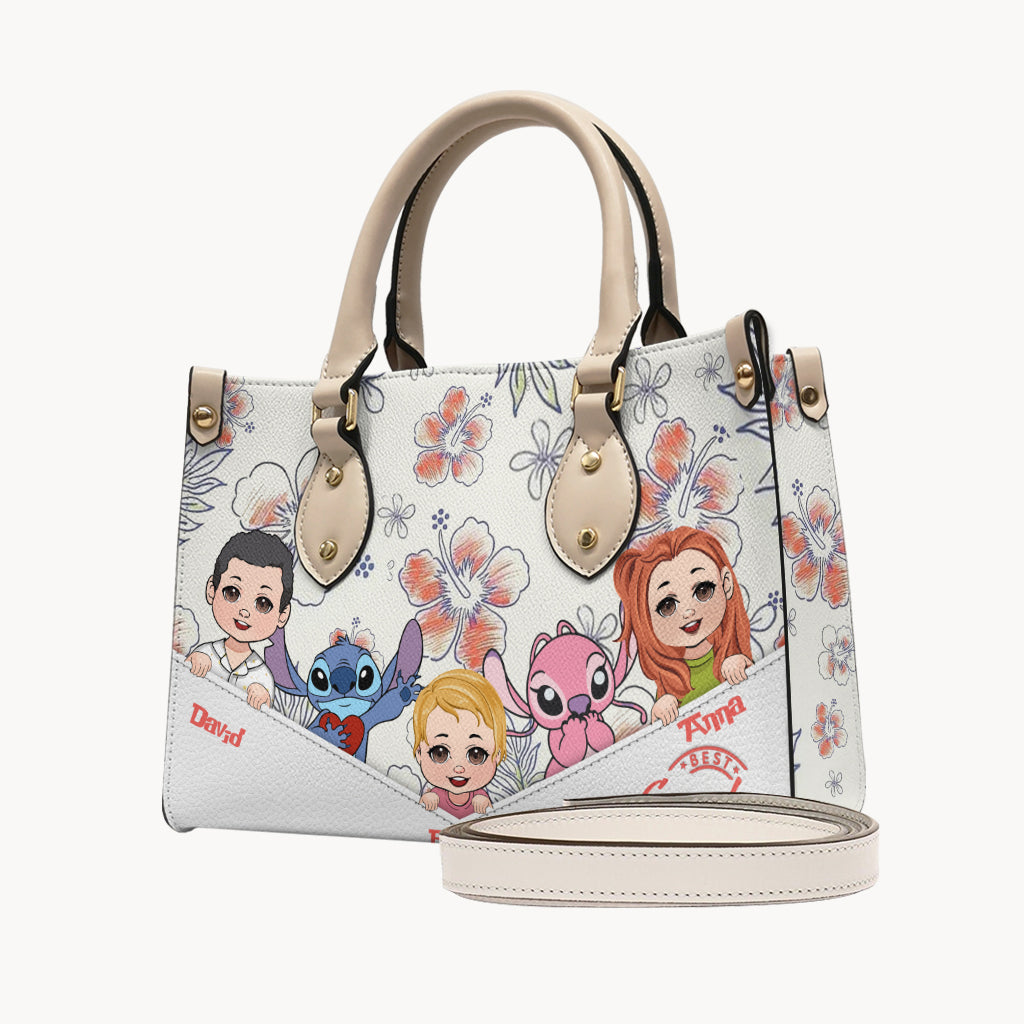 Personalized Leather Handbag for Grandma with Custom Characters Leather Handbag GradoCreations