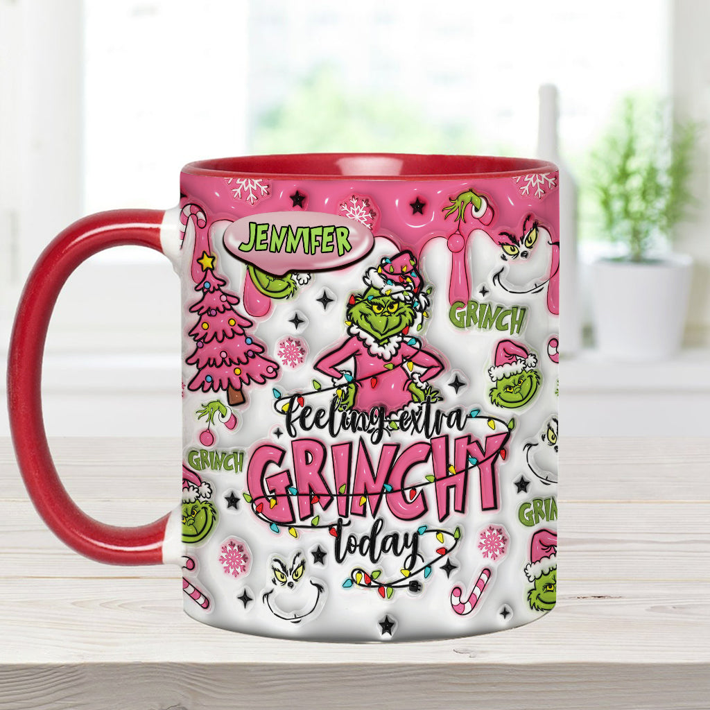 Personalized Grinch Accent Mug & Coaster Gift for Christmas Accent Mug GradoCreations