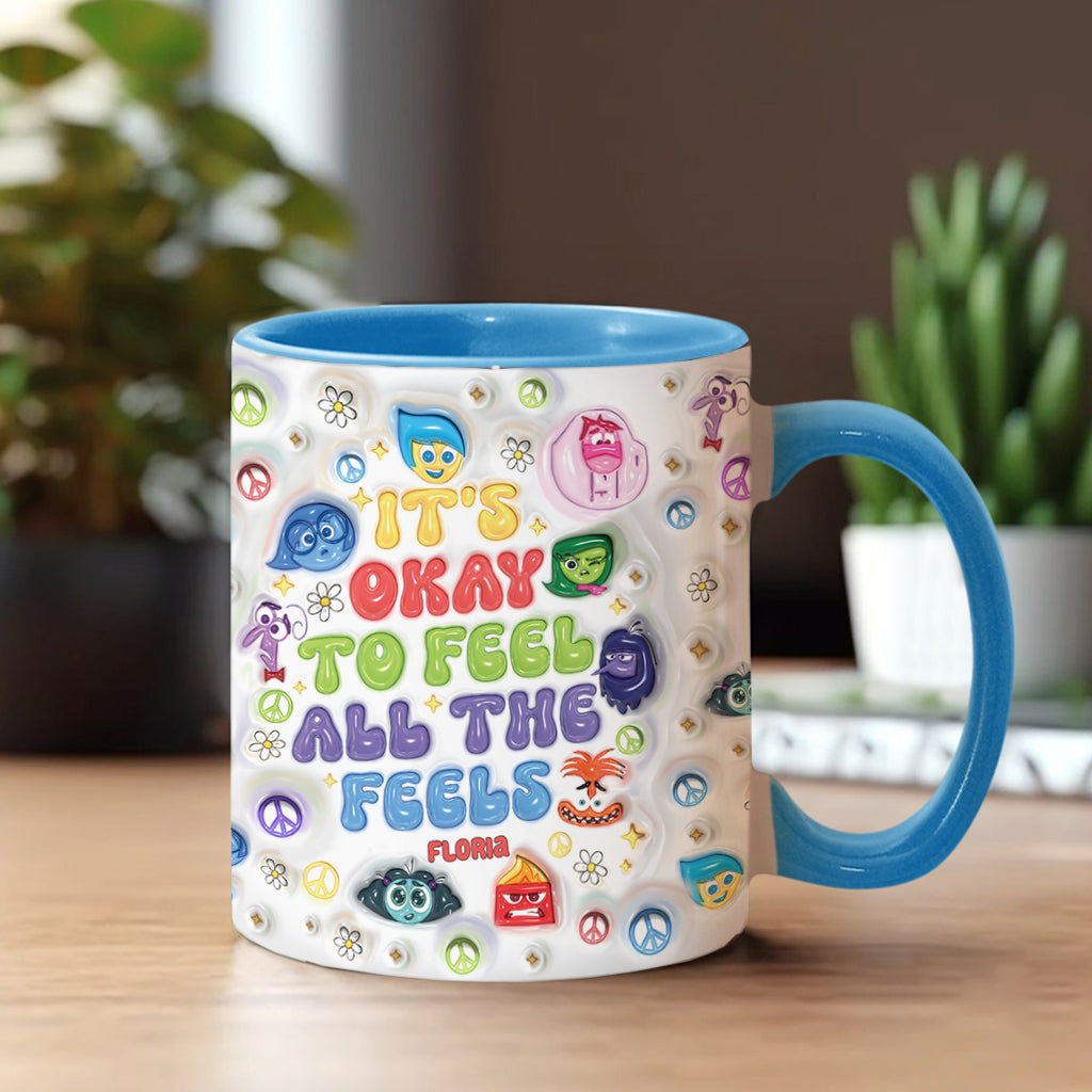 Personalized Accent Mug It's Okay To Feel All The Feels Gift for Friends Accent Mug GradoCreations