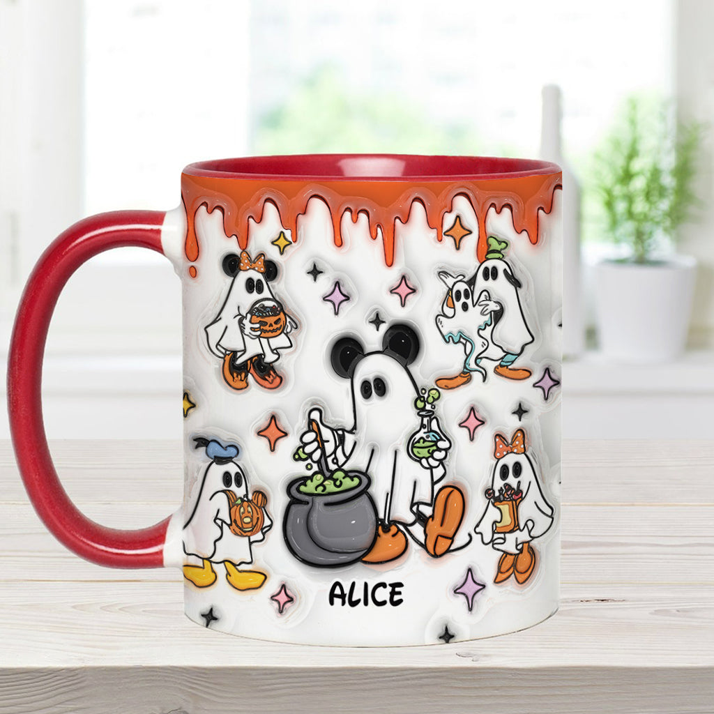 Personalized Spooky Ghost Accent Mug Custom Name Halloween Gift Accent Mug GradoCreations