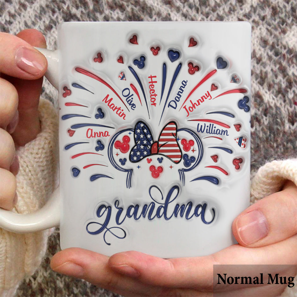 Personalized Firework Mouse Mug Custom Family Names Gift for Grandma Mug GradoCreations