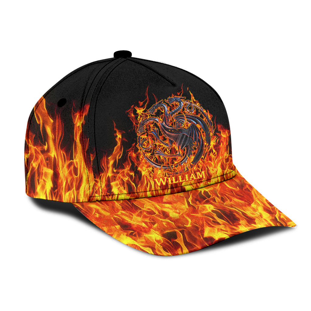 Personalized Fire and Blood Classic Cap Custom Name Gift Classic Cap GradoCreations