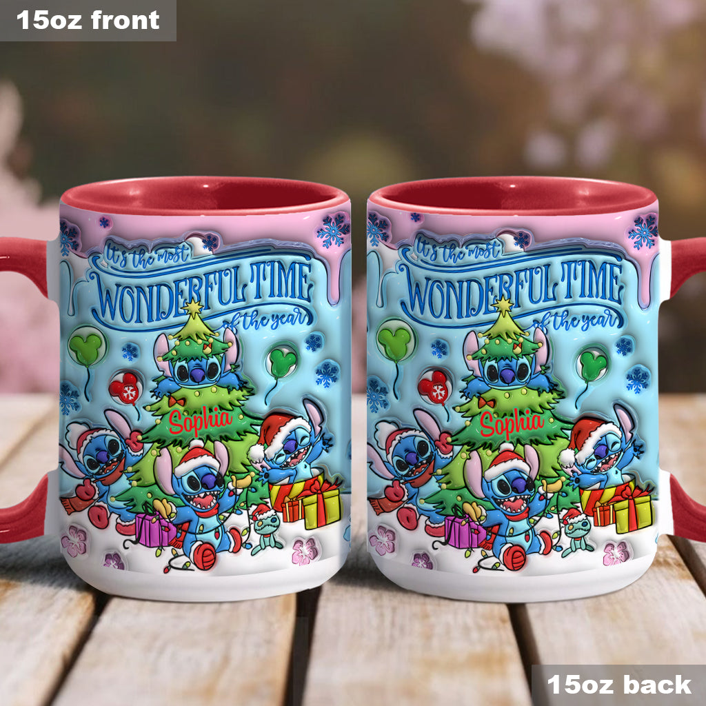 Personalized Merry Stitchmas Accent Mug Custom Name Gift for Christmas Accent Mug GradoCreations