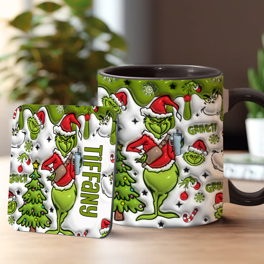 Personalized Grinch Accent Mug Custom Name Gift for Christmas Accent Mug GradoCreations