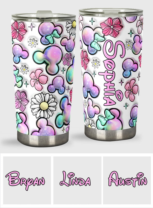 Personalized Tumbler with Puffy Mouse Ears Design Gift Idea Tumbler GradoCreations