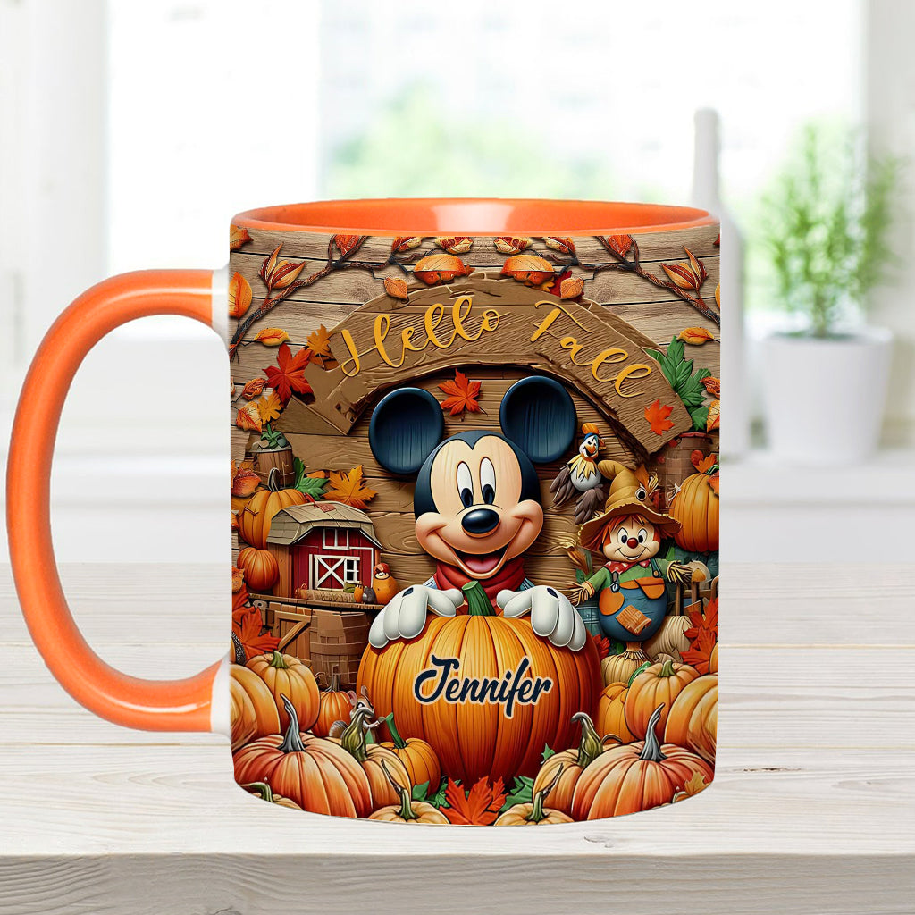 Personalized Hello Fall Accent Mug Custom Name Gift Idea Accent Mug GradoCreations