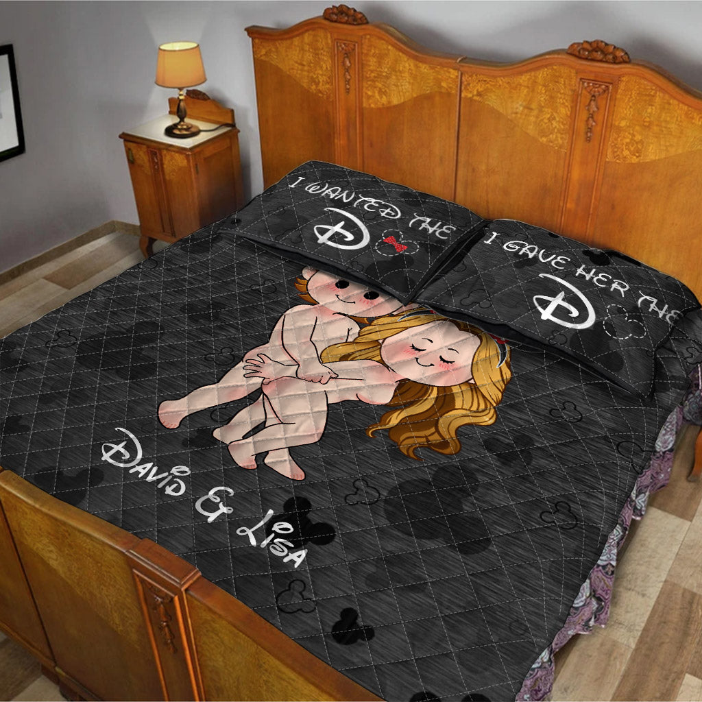 Personalized Couple Mouse Ears Quilt Set Custom Names Gift Quilt Set GradoCreations