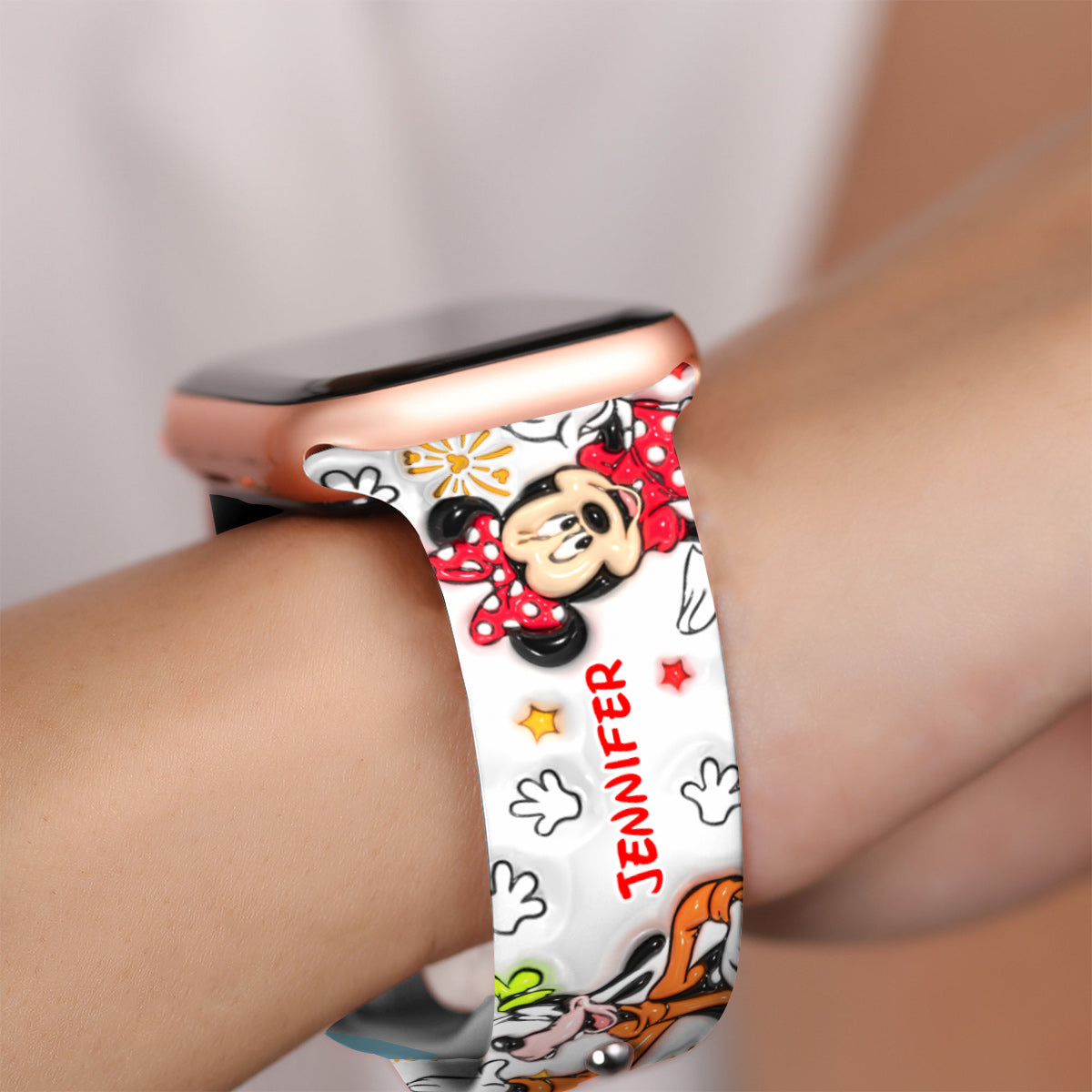 Personalized Puffy Mouse Ears Apple Watch Band Custom Name Gift Apple Watch Band GradoCreations