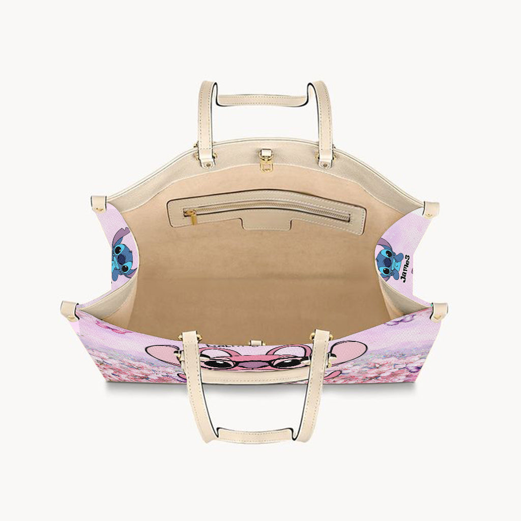 Personalized Leather Handbag with Ohana Design for Grandma - Unique Gift Leather Handbag GradoCreations