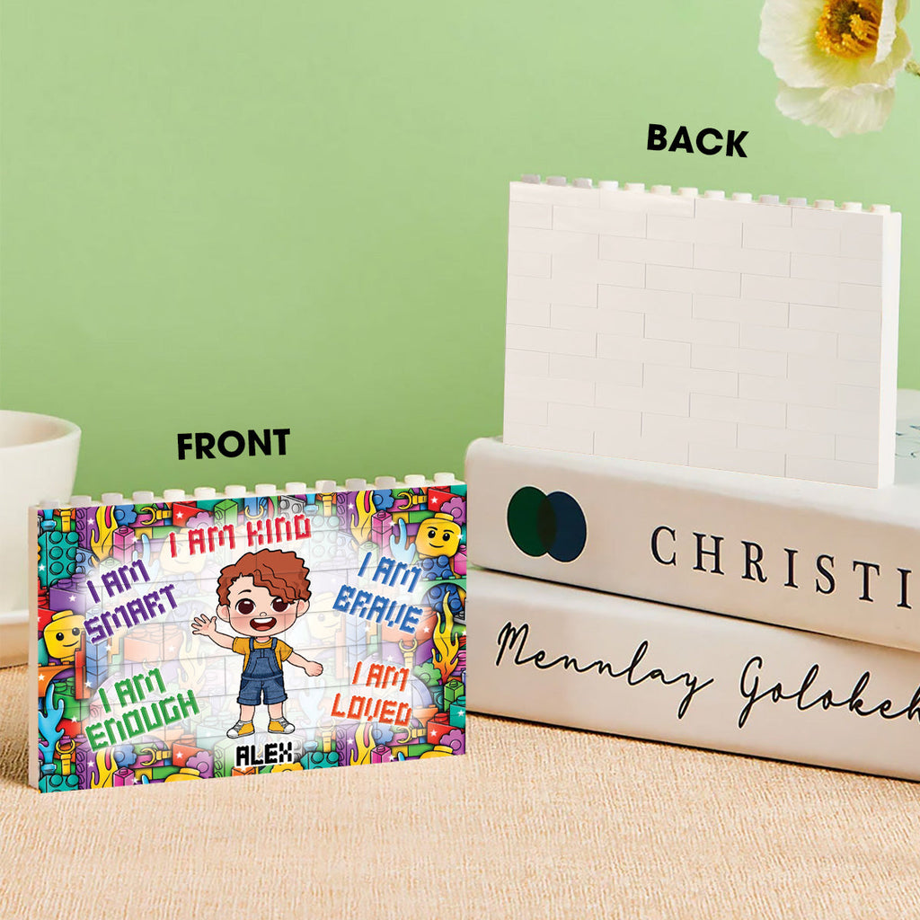 Personalized Kid Building Brick Block Customized Gift Idea One-sided Rectangle Building Brick Blocks GradoCreations