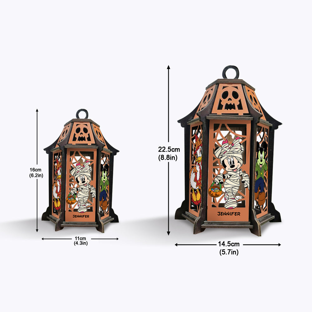 Personalized Halloween Wooden Lantern with Custom Name Decor Laser Cut Lantern GradoCreations