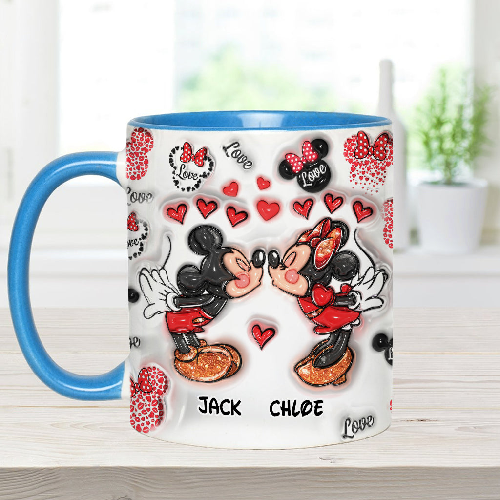 Personalized Accent Mug You & Me Kissing Mickey Minnie Gift for Couple Accent Mug GradoCreations