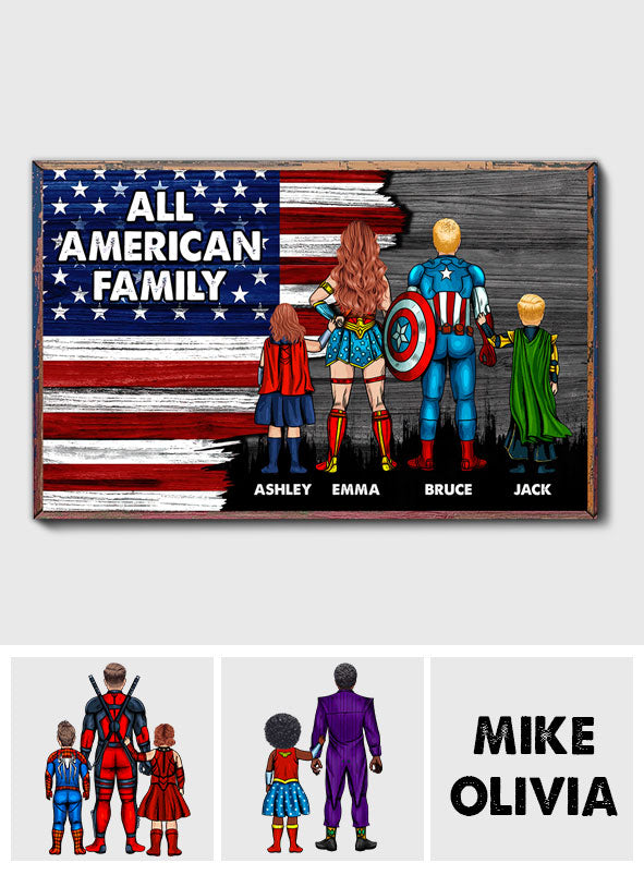 Personalized Family Canvas Wall Art Custom Names USA Gift Canvas And Poster GradoCreations