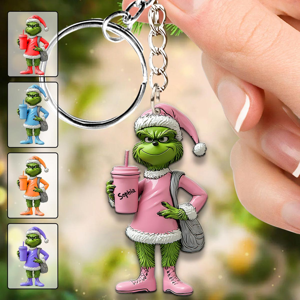 Personalized Grinch Keychain Custom Name Gift for Christmas Keychain GradoCreations