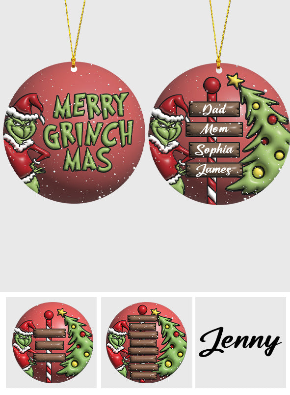 Personalized Merry Grinchmas Christmas Ornament Gift for Family Ornament GradoCreations