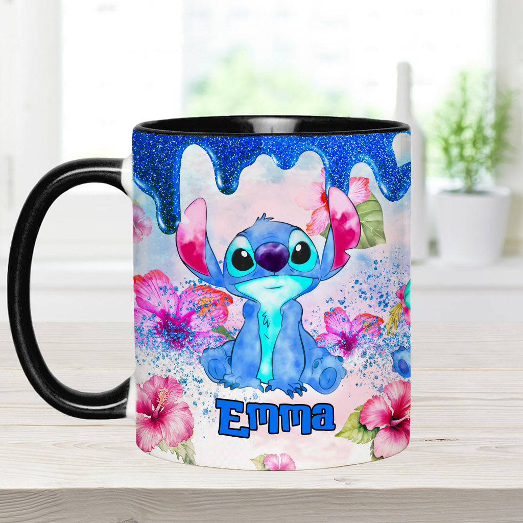 Personalized Ohana Accent Mug Colorful Floral Design Gift Accent Mug GradoCreations
