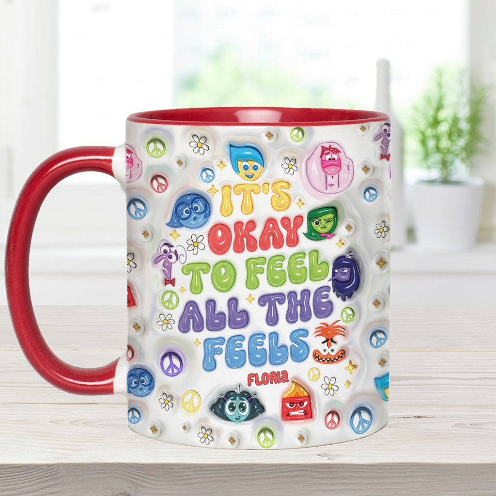 Personalized Accent Mug It's Okay To Feel All The Feels Gift for Friends Accent Mug GradoCreations