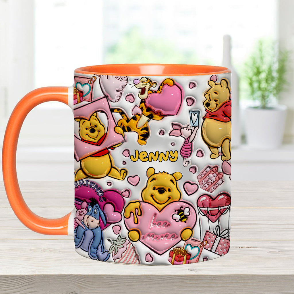 Personalized Accent Mug with Cute Pooh Bear Design for Valentine’s Day or Wedding Gift Accent Mug GradoCreations