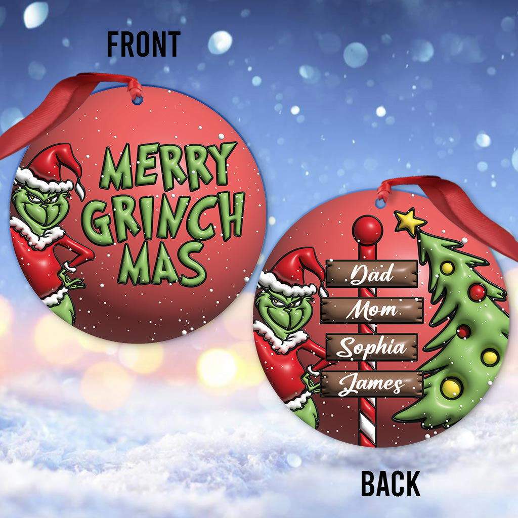 Personalized Merry Grinchmas Christmas Ornament Gift for Family Ornament GradoCreations