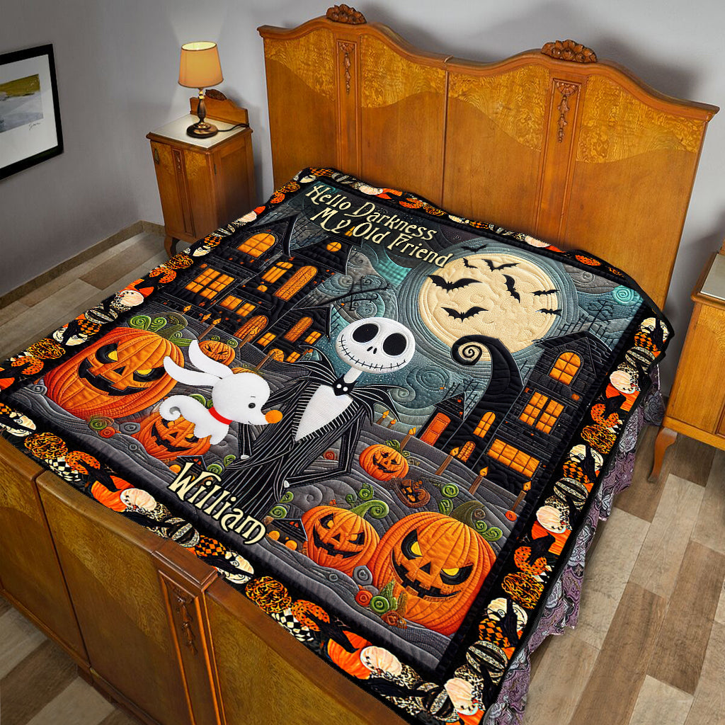 Personalized Halloween Quilt Hello Darkness My Old Friend Gift Quilt GradoCreations