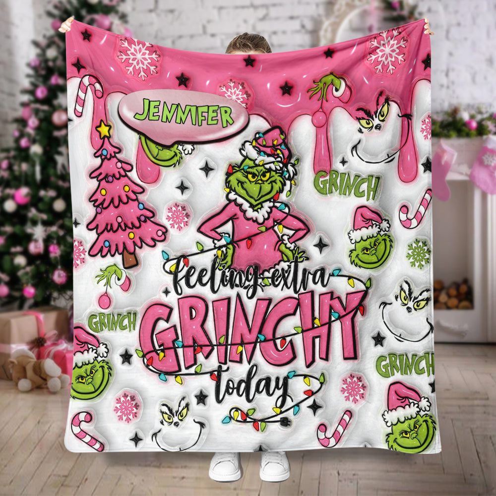 Personalized Grinchy Blanket Custom Name Christmas Gift Blanket GradoCreations