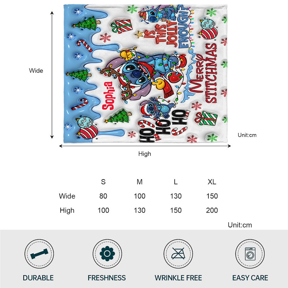 Personalized Merry Stichmas Ohana Blanket Custom Name Gift Blanket GradoCreations