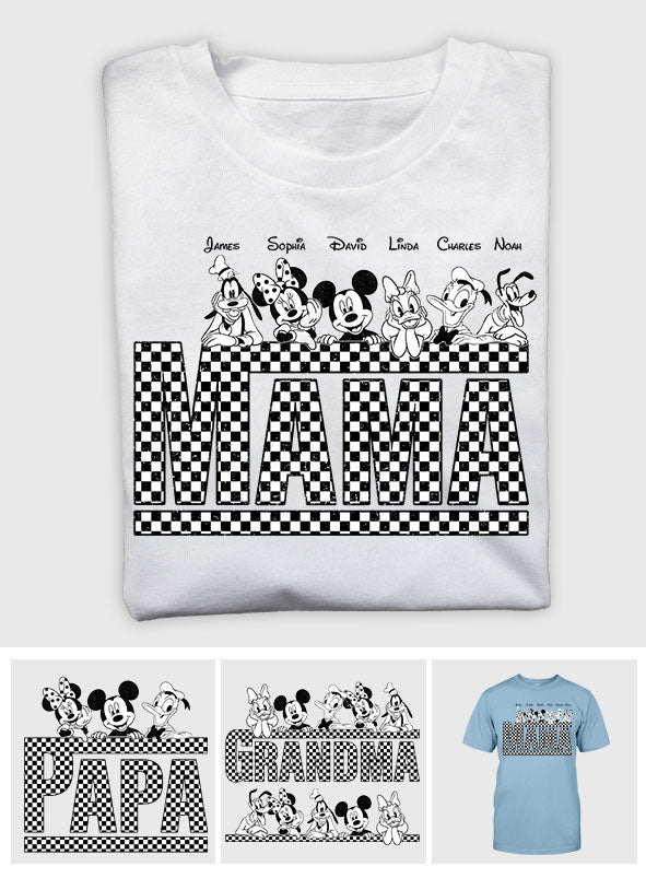 Personalized Vintage Checkered Mouse T-Shirt & Hoodie for Mom and Dad T-shirt & Hoodie GradoCreations