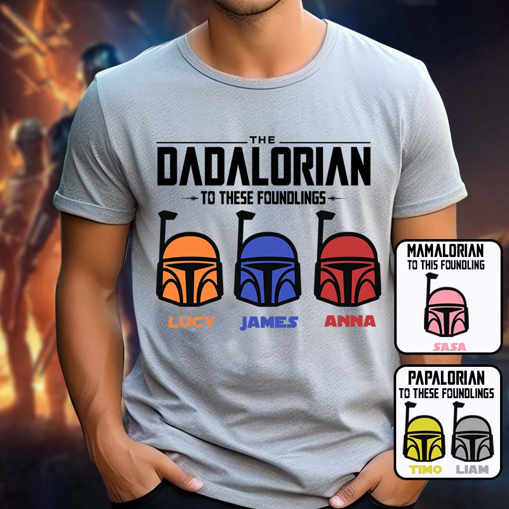 Personalized Dadalorian T-Shirt & Hoodie Gift for Dad | Custom Family Names T-shirt & Hoodie GradoCreations