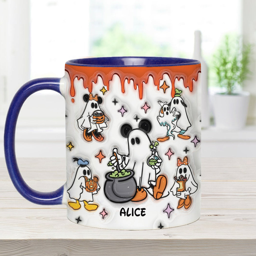 Personalized Spooky Ghost Accent Mug Custom Name Halloween Gift Accent Mug GradoCreations