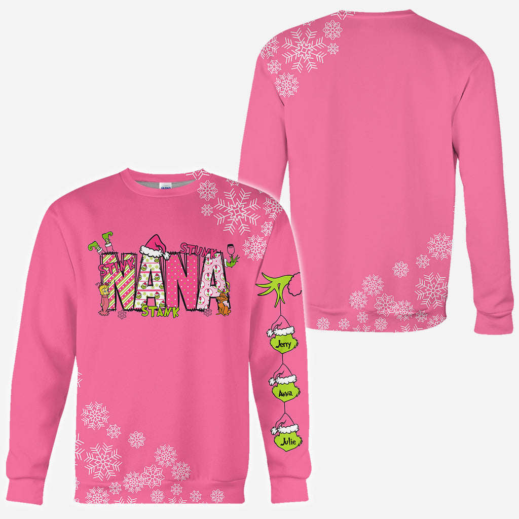 Personalized Grinchy Grandma Christmas All Over Shirt for Grandma All Over Shirt GradoCreations