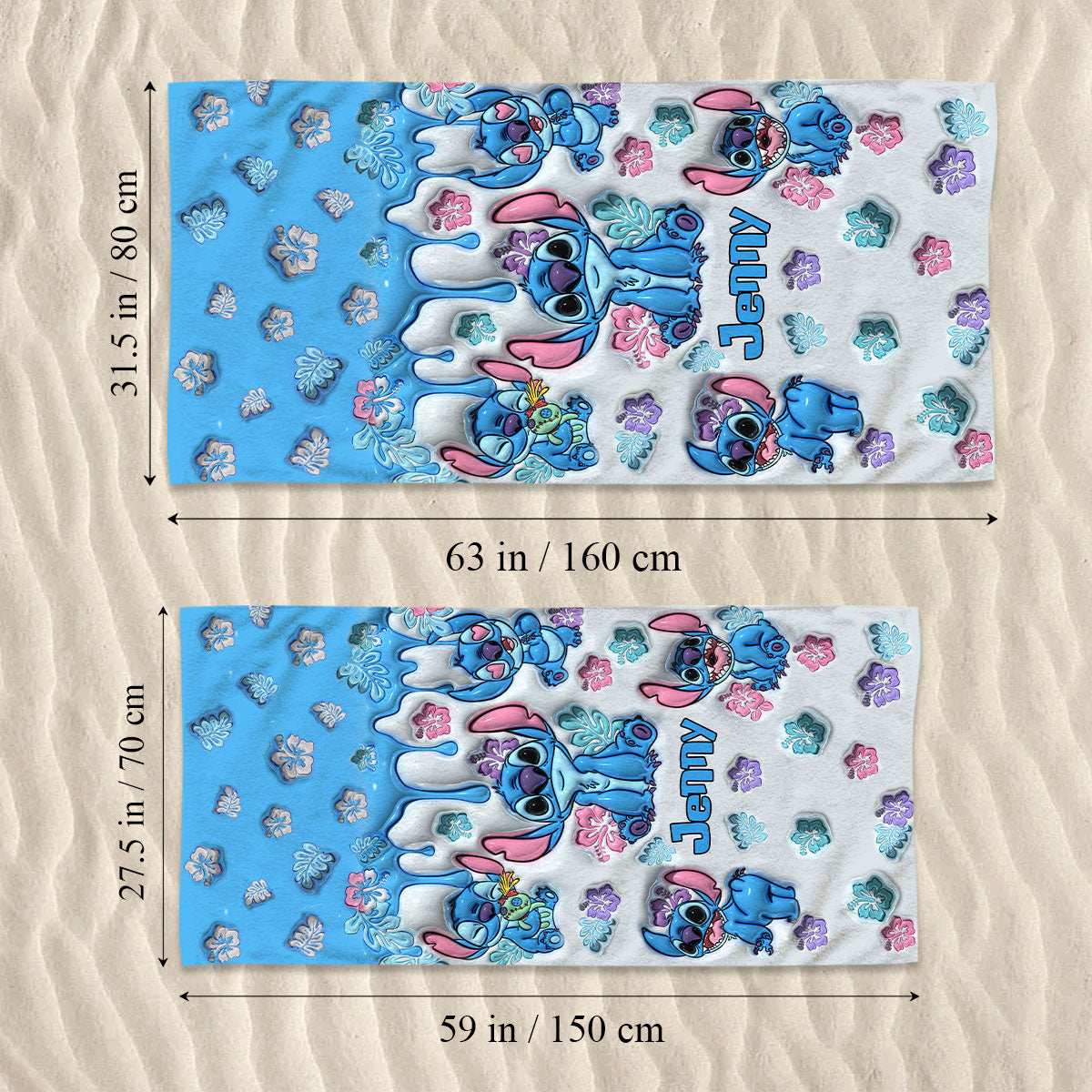 Personalized Ohana Beach Towel Custom Name Gift for Family Beach Towel GradoCreations