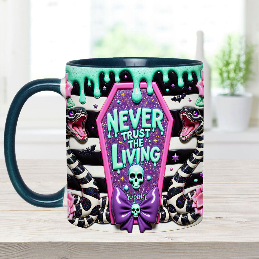Personalized Accent Mug Never Trust The Living Gift for Couple Accent Mug GradoCreations