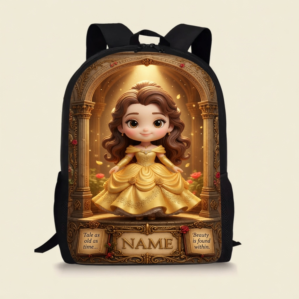 Personalized Princess Avatar Backpack Set for Girls - Custom Name, Lunch Bag & Water Bottle School Bag+ GradoCreations