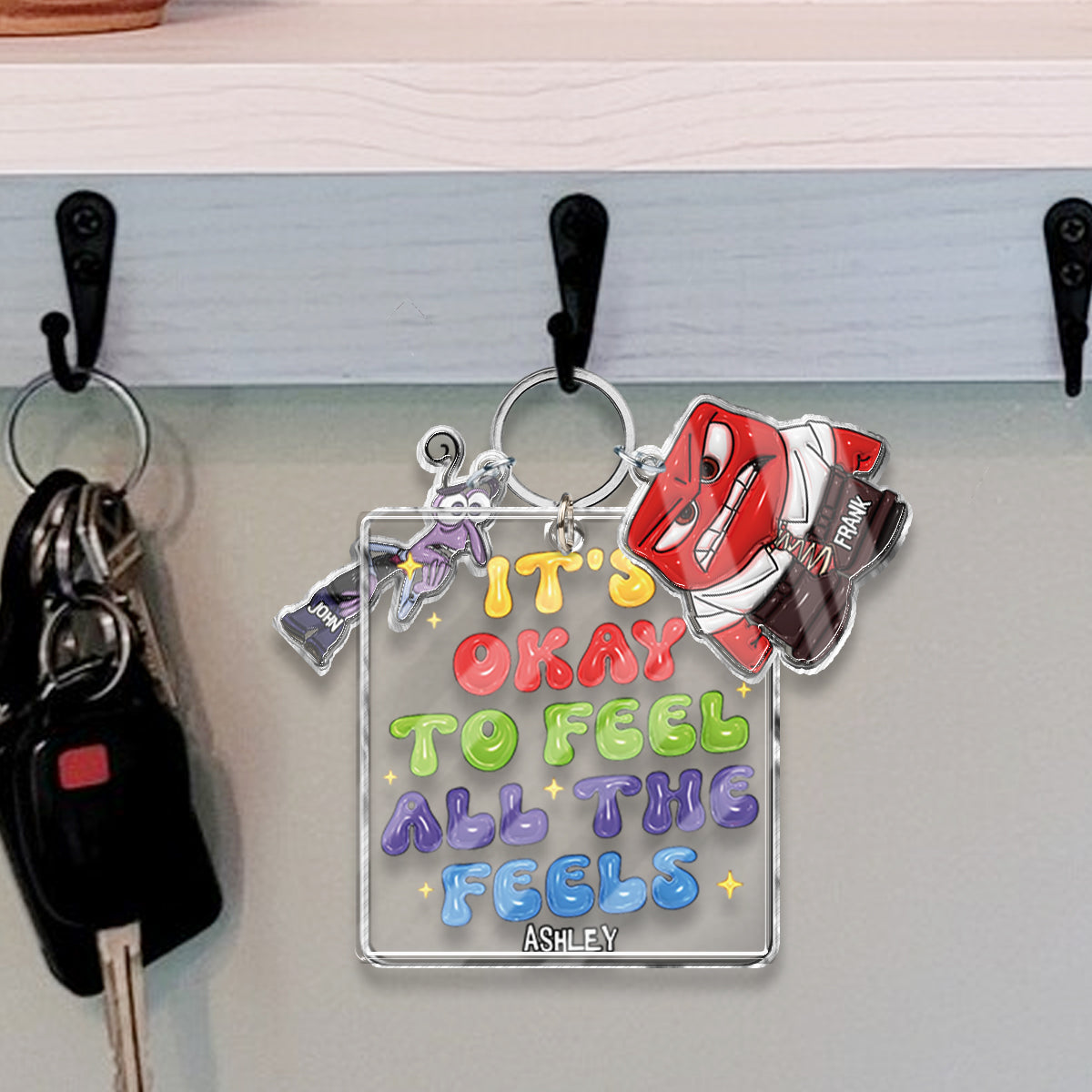 Personalized Acrylic Keychain with Charms for All Occasions Keychain with Charms GradoCreations