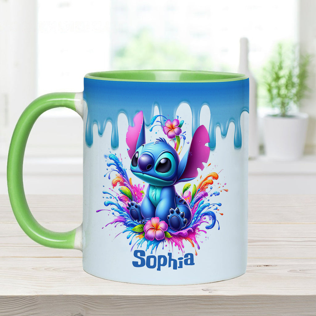 Personalized Blue Ohana Accent Mug Custom Name Gift Idea Accent Mug GradoCreations