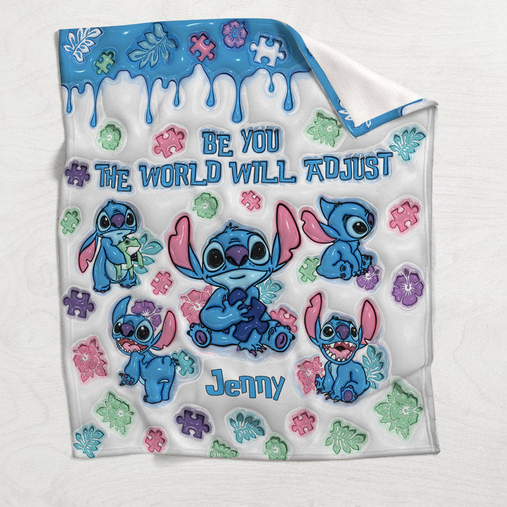 Personalized Autism Awareness Plush Blanket Custom Name Gift Blanket GradoCreations